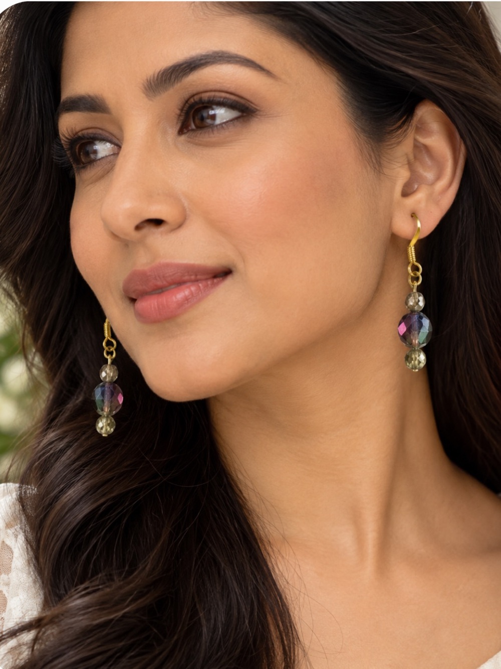 Gold-Tone Iridescent Bead Drop Earrings - Women Jewelry